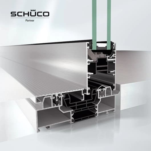 Przekrój aluminiowych drzwi tarasowych Schüco ASE 60.HI
