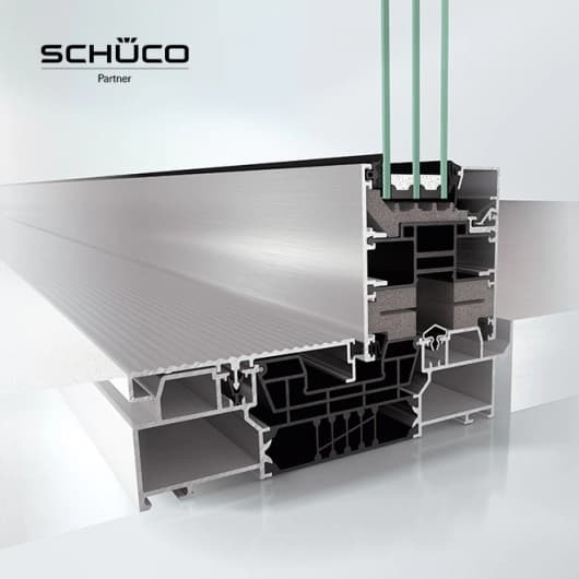 Przekrój aluminiowych drzwi tarasowych Schüco ASE 80.HI